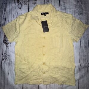 Rustic Souls Men's Short Sleeve Button Front Seersucker Shirt Sz Lg Cotton Blend